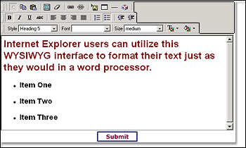 WYSIWYG editor